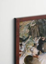 Plakat oprawiony w drewnianą brązową ramkę Vintage Italia: Próba baletu na scenie Edgar Degas 1874 reprodukcja