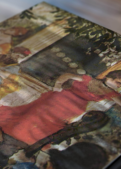 Zbliżenie na detale plakatu: Café-concert Edgar Degas Belle Époque Paryż 1885