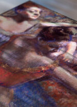 Zbliżenie na detale plakatu: Tancerki 1899 Edgar Degas balerina impresjonizm