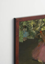 Plakat oprawiony w drewnianą brązową ramkę Vintage Italia: Tancerki w różu Edgar Degas impresjonizm balet