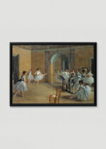 Plakat w drewnianej czarnej ramce: Sala baletowa Edgar Degas reprodukcja impresjonizm