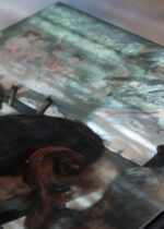 Zbliżenie na detale plakatu: Muzycy w orkiestrze Edgar Degas impresjonizm reprint