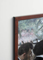 Plakat oprawiony w drewnianą brązową ramkę Vintage Italia: Muzycy w orkiestrze Edgar Degas impresjonizm reprint