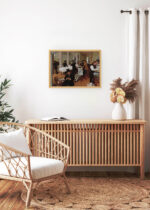 Aranżacja wnętrza, na ścianie wisi plakat w ramce: Edgar Degas Skład bawełny w Nowym Orleanie 1873