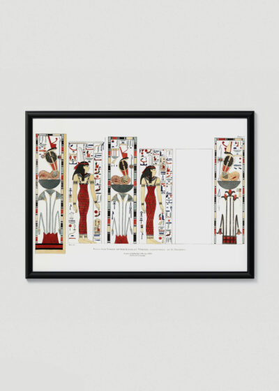 Plakat w drewnianej czarnej ramce: egipskie boginie Giovanni Battista Belzoni