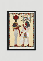 Plakat w drewnianej czarnej ramce: egipski kapłan ceremonia Belzoni 1820