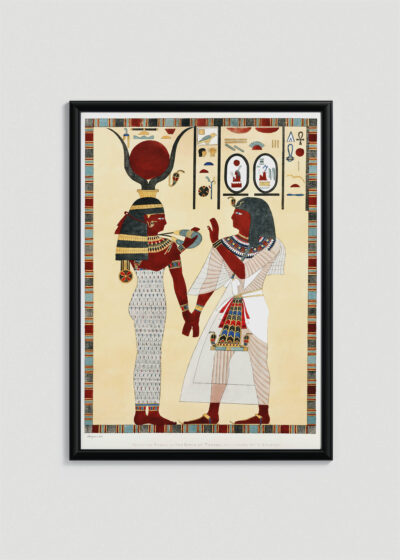 Plakat w drewnianej czarnej ramce: egipski kapłan ceremonia Belzoni 1820