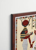 Plakat oprawiony w drewnianą brązową ramkę Vintage Italia: egipski kapłan ceremonia Belzoni 1820