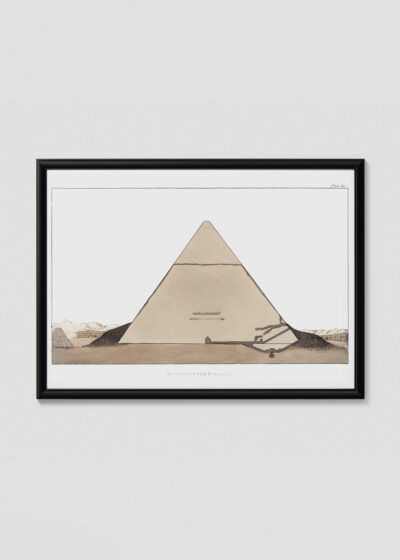 Plakat w drewnianej czarnej ramce: Wielka Piramida przekrój Belzoni 1820 Egipt