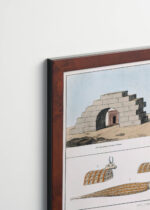 Plakat oprawiony w drewnianą brązową ramkę Vintage Italia: ryciny archeologiczne Belzoni Egipt 1820