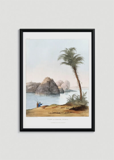 Plakat w drewnianej czarnej ramce: Widok na Ibrim w Nubii Giovanni Battista Belzoni