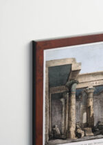 Plakat oprawiony w drewnianą brązową ramkę Vintage Italia: świątynia Philae Egipt Belzoni 1820 archeologia