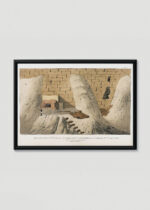 Plakat w drewnianej czarnej ramce: ekspedycja archeologiczna Belzoni Egipt 1820