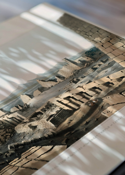 Zbliżenie na detale plakatu: Karnak Egipt ruiny świątyni Belzoni 1820