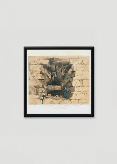 Plakat w drewnianej czarnej ramce: wnętrze piramidy Chefrena Belzoni 1820