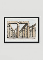 Plakat w drewnianej czarnej ramce: Świątynia Karnak Egipt Belzoni 1820 reprint