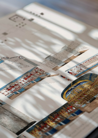 Zbliżenie na detale plakatu: Grobowiec Sametiusa I Egipt Belzoni 1820