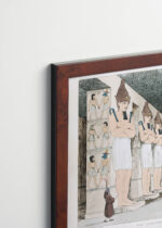 Plakat oprawiony w drewnianą brązową ramkę Vintage Italia: Świątynia egipska Belzoni odkrycia archeologiczne