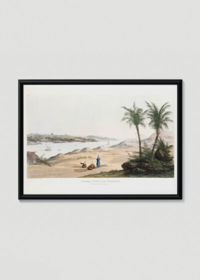 Plakat w drewnianej czarnej ramce: Widok piramid Egipt Belzoni 1820 orientalny