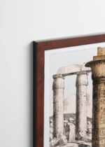 Plakat oprawiony w drewnianą brązową ramkę Vintage Italia: kolumny egipskie Belzoni 1820 antyczna rycina