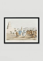 Plakat w drewnianej czarnej ramce: Arabski taniec Egipt Belzoni 1820 orientalny