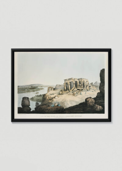 Plakat w drewnianej czarnej ramce: Ruiny świątyni Kom Ombo Egipt Belzoni 1820