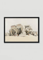 Plakat w drewnianej czarnej ramce: Świątynia Kom Ombo David Roberts Egipt akwarela