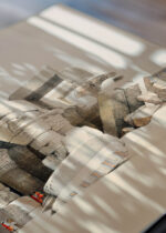 Zbliżenie na detale plakatu: Świątynia Kom Ombo David Roberts Egipt akwarela