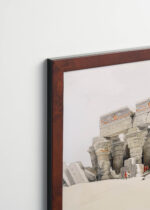 Plakat oprawiony w drewnianą brązową ramkę Vintage Italia: Świątynia Kom Ombo David Roberts Egipt akwarela