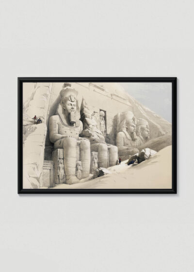Plakat w drewnianej czarnej ramce: Świątynia Abu Simbel David Roberts Egipt