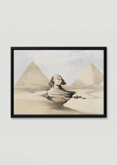 Plakat w drewnianej czarnej ramce: Sfinks i Piramidy w Gizie David Roberts Egipt