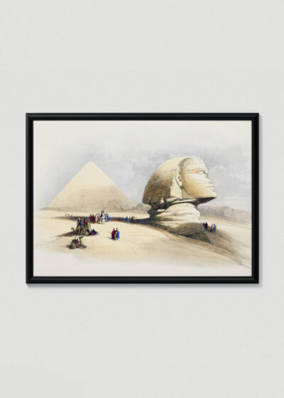 Plakat w drewnianej czarnej ramce: Wielki Sfinks w Gizie David Roberts Egipt