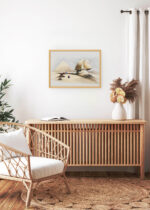 Aranżacja wnętrza, na ścianie wisi plakat w ramce: Wielki Sfinks w Gizie David Roberts Egipt
