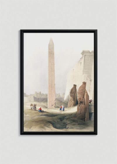 Plakat w drewnianej czarnej ramce: Starożytny Egipt Karnak David Roberts obelisk