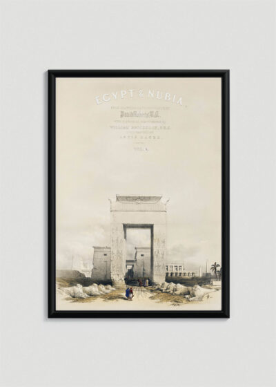 Plakat w drewnianej czarnej ramce: Starożytny Egipt pylon świątynny David Roberts