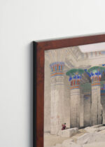 Plakat oprawiony w drewnianą brązową ramkę Vintage Italia: Świątynia Philae Egipt David Roberts litografia