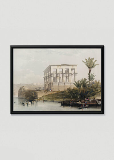 Plakat w drewnianej czarnej ramce: Świątynia Trajana w Philae David Roberts Egipt