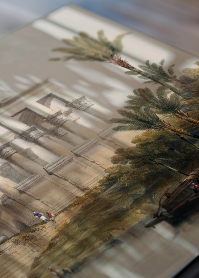 Zbliżenie na detale plakatu: Świątynia Trajana w Philae David Roberts Egipt