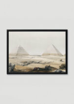 Plakat w drewnianej czarnej ramce: Piramidy w Gizie David Roberts Egipt