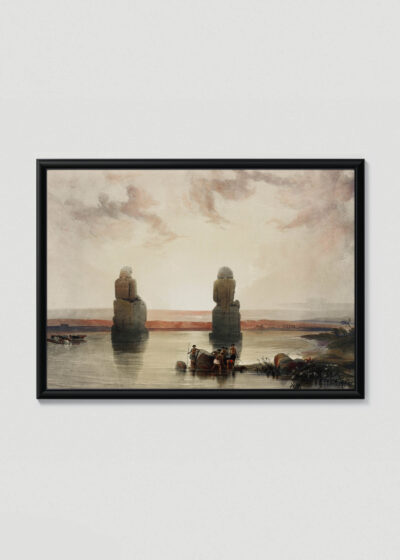 Plakat w drewnianej czarnej ramce: Kolosy Memnona David Roberts Egipt antyczny