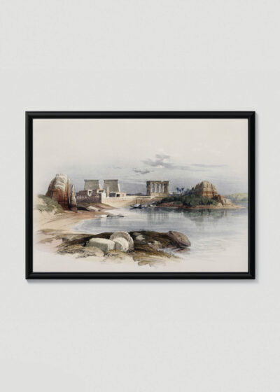 Plakat w drewnianej czarnej ramce: Świątynia Philae Egipt David Roberts orientalizm
