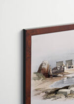 Plakat oprawiony w drewnianą brązową ramkę Vintage Italia: Świątynia Philae Egipt David Roberts orientalizm