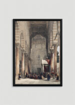 Plakat oprawiony w drewnianą brązową ramkę Vintage Italia: Wnętrze meczetu w Kairze David Roberts