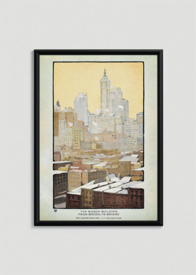 Plakat w drewnianej czarnej ramce: Singer Building Nowy Jork Robinson Elmer