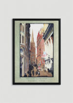 Plakat w drewnianej czarnej ramce: Trinity Church Wall Street Nowy Jork 1916