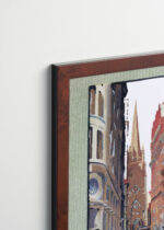 Plakat oprawiony w drewnianą brązową ramkę Vintage Italia: Trinity Church Wall Street Nowy Jork 1916