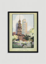 Plakat w drewnianej czarnej ramce: St. Paul's Chapel Nowy Jork Rachael Robinson Elmer