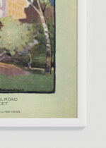 Zbliżenie na detale plakatu oprawionego w drewnianą białą ramkę od Plakatello®: kolej nadziemna na 110th Street Nowy Jork Rachael Robinson Elmer