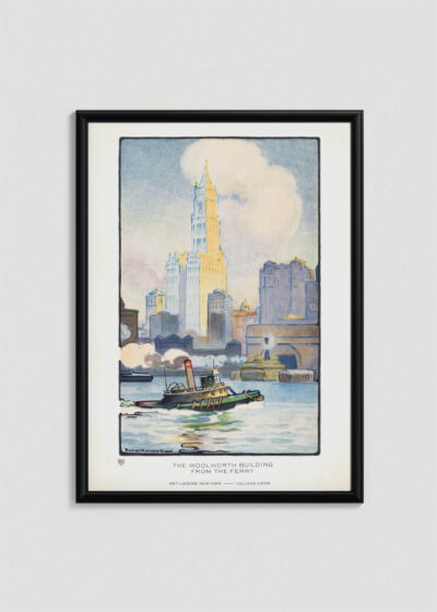 Plakat w drewnianej czarnej ramce: Woolworth Building Nowy Jork Rachael Elmer