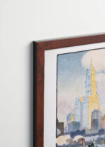 Plakat oprawiony w drewnianą brązową ramkę Vintage Italia: Woolworth Building Nowy Jork Rachael Elmer